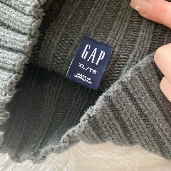 Cropped Deep Turquoise Grey Knit Turtleneck - Picture 3 of 4